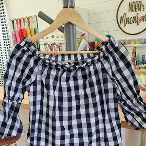 Checkered Blue & White Blouse